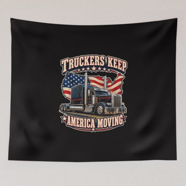 Item preview, Truckers Keep America Moving – Patriotic US Trucker designed and sold by Zerberus71.