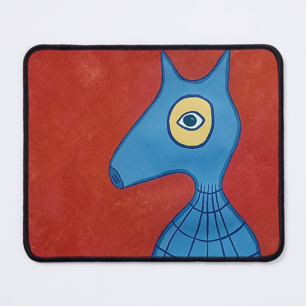 Item preview, Blue Dog | Surreal Naive Art Portrait designed and sold by WonderwildArt.