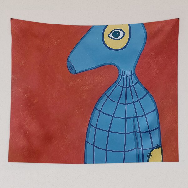 Item preview, Blue Dog | Surreal Naive Art Portrait designed and sold by WonderwildArt.