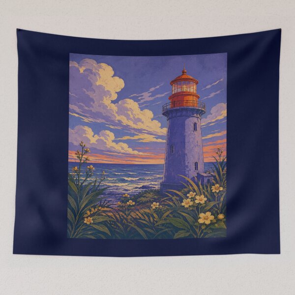 Item preview, Coastal Lighthouse Sunset Ocean Art designed and sold by Valieri.