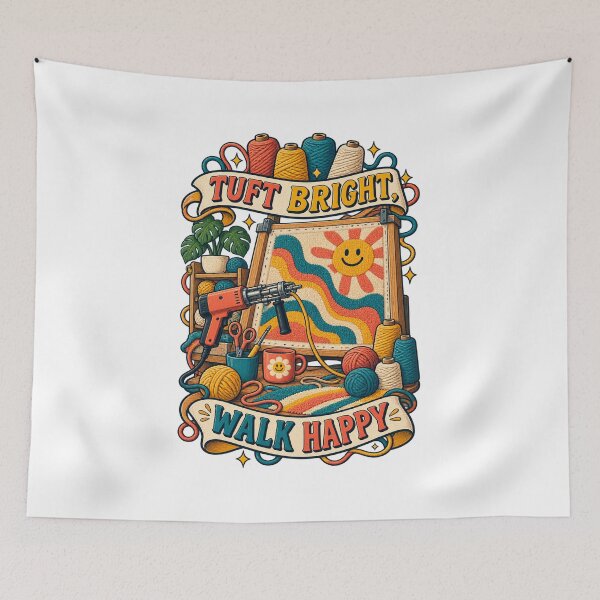 Item preview, Tuft Bright Walk Happy Rug Tufting Art designed and sold by CheerfulNest.