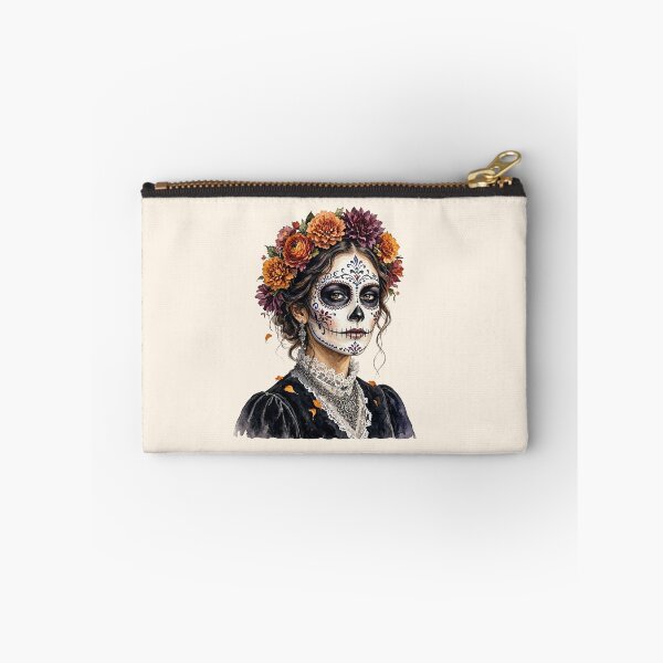 Item preview, Dia de los Muertos Sugar Skull Watercolor Woman with Floral Crown designed and sold by SweetLilith.