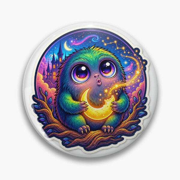 Item preview, Cute Cosmic Monster Holding Crescent Moon | Kawaii Magical Night Creature designed and sold by MrDev.