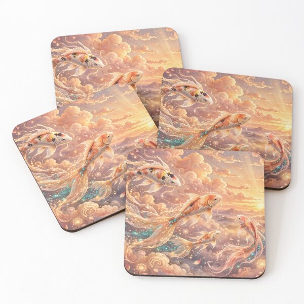 Item preview, Golden Sunset Koi - Magical Flying Fish at Sunrise Heaven designed and sold by PrettyCrypt.