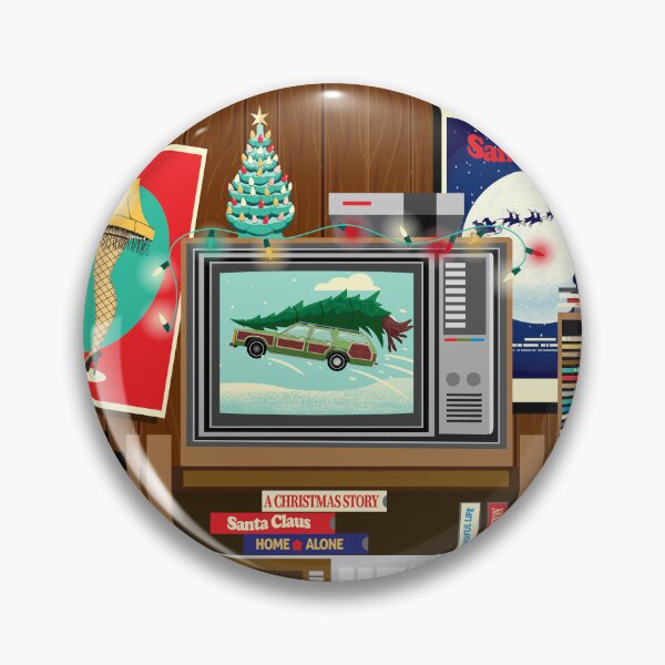Item preview, Christmas Media room 80s retro style with tv VHS Christmas movies posters and cds designed and sold by Jdawnink.