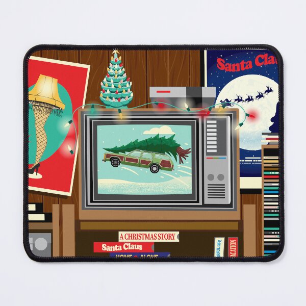 Item preview, Christmas Media room 80s retro style with tv VHS Christmas movies posters and cds designed and sold by Jdawnink.
