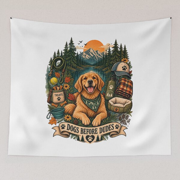 Item preview, Dogs Before Dudes Golden Retriever Hiking Adventure Outdoor Dog Lover designed and sold by Neurospicy Trolls.