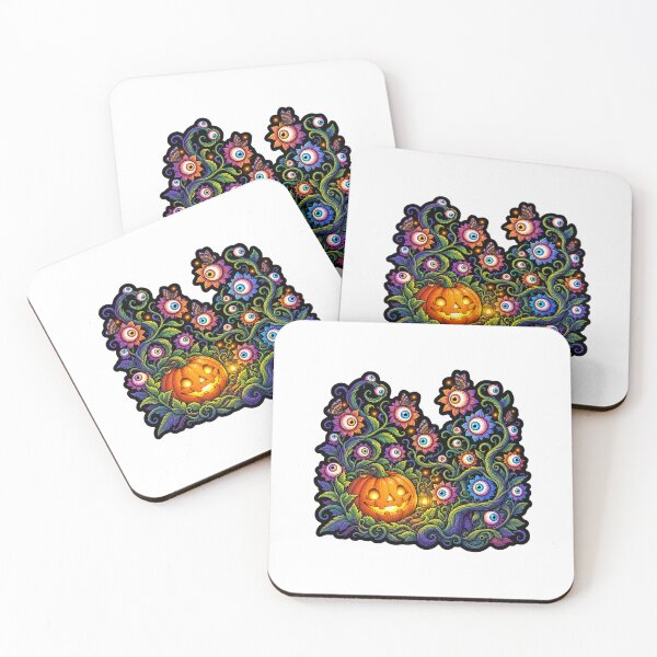 Item preview, Halloween Eyeball Flowers & Jack-O'-Lantern | Surreal Spooky Botanical Art designed and sold by MrDev.