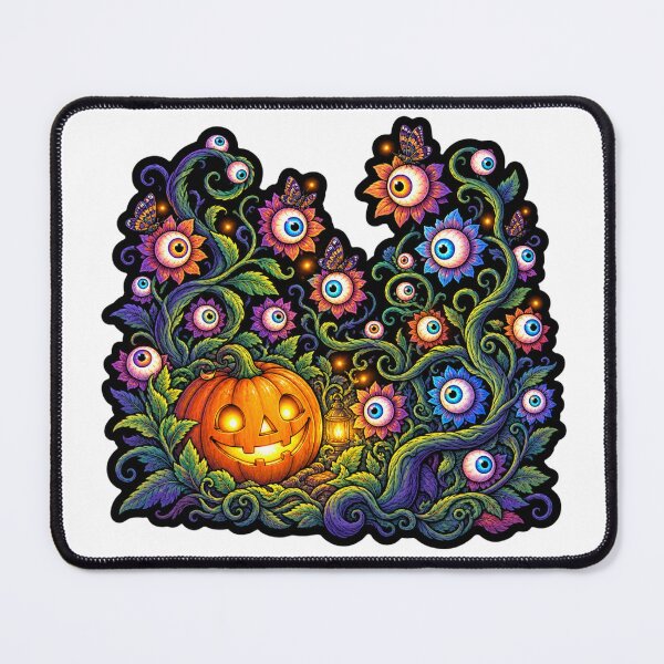 Item preview, Halloween Eyeball Flowers & Jack-O'-Lantern | Surreal Spooky Botanical Art designed and sold by MrDev.