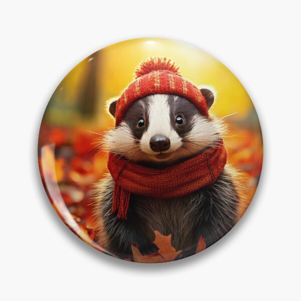 Item preview, Cute Cosy Cottagecore Badger in Autumn Leaves designed and sold by Englandbear.