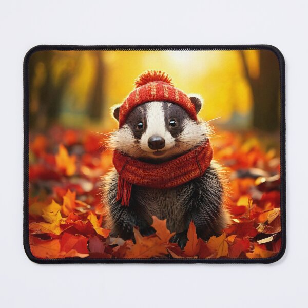 Item preview, Cute Cosy Cottagecore Badger in Autumn Leaves designed and sold by Englandbear.