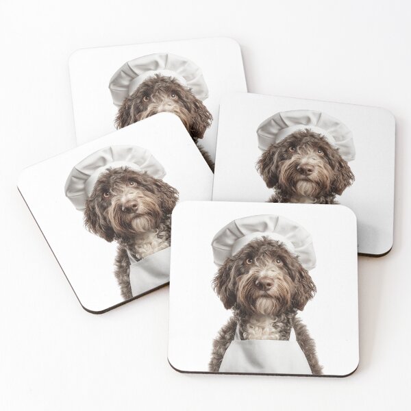 Item preview, Spanish Water Dog Chef Funny Cooking Apron Hat Cute Pet Portrait designed and sold by LazyOwlStore.