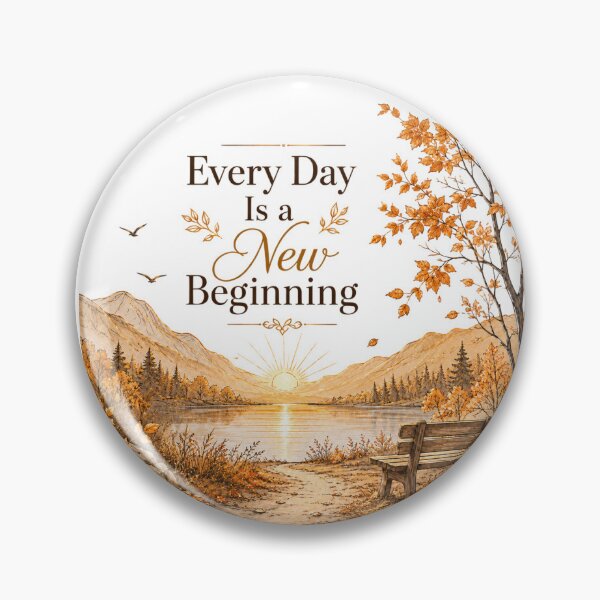 Item preview, Every Day Is a New Beginning – Autumn Inspirational Quote | Golden Line Art Premium designed and sold by Niespodzianki.