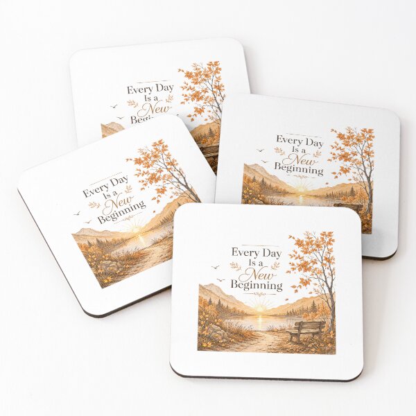 Item preview, Every Day Is a New Beginning – Autumn Inspirational Quote | Golden Line Art Premium designed and sold by Niespodzianki.