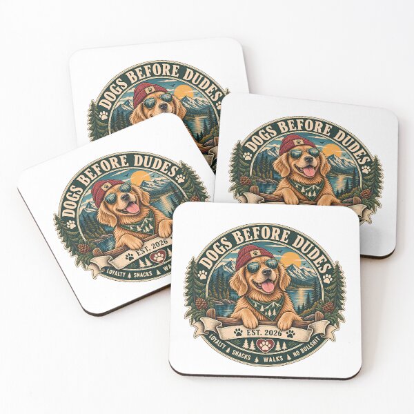 Item preview, Dogs Before Dudes Golden Retriever Outdoor Adventure EST 2026 designed and sold by Neurospicy Trolls.