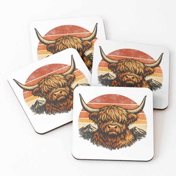 Item preview, Vintage Highland Cow - Retro Sunset designed and sold by Surviving Monday Club.