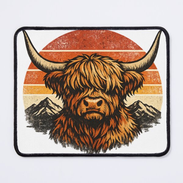 Item preview, Vintage Highland Cow - Retro Sunset designed and sold by Surviving Monday Club.