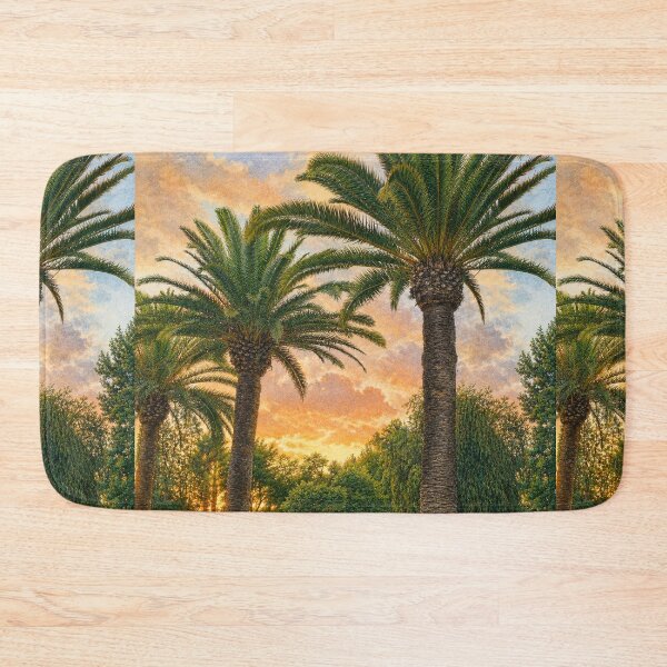 Item preview, Golden Palm Garden Sunset – Tropical Nature Illustration designed and sold by wiwiart.