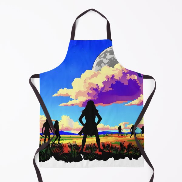 Item preview, Prehistoric Landscape Caveman Silhouette Fantasy Moon Art designed and sold by Daniela`s shop.