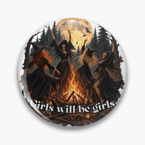 Item preview, Girls Will Be Girls Witchy Coven Dancing Under Full Moon Halloween designed and sold by Neurospicy Trolls.