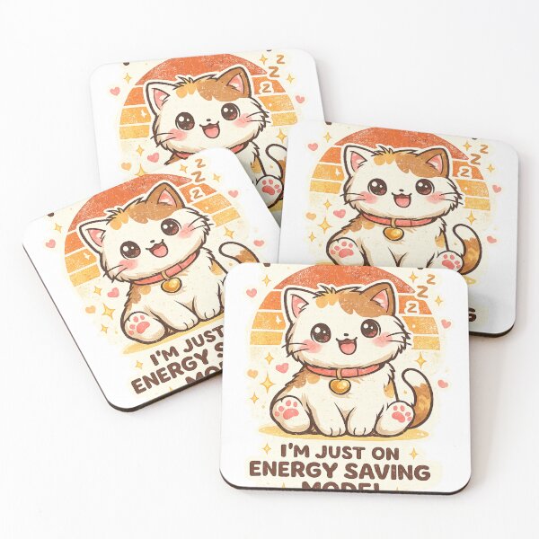 Item preview, Kawaii Cat - Energy Saving Mode Funny Quote designed and sold by Surviving Monday Club.