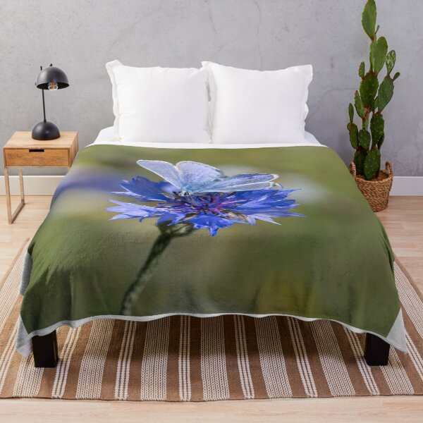 Item preview, common blue butterfly, on a blue flower designed and sold by kathleenjean.