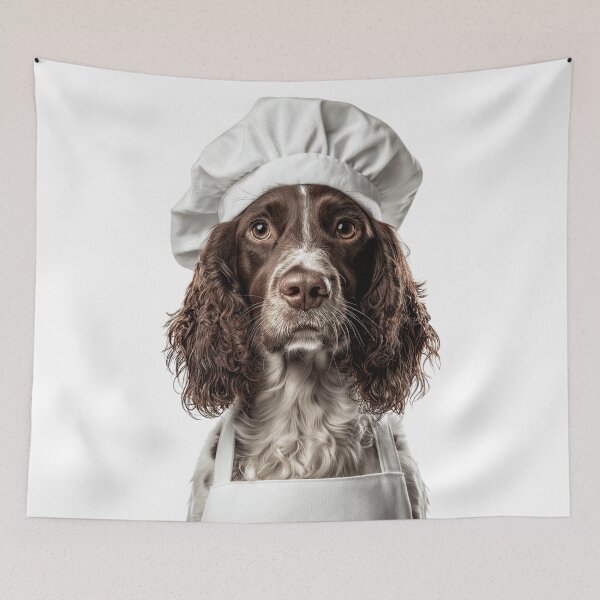 Artikelvorschau, Field Spaniel Kochhund Lustige Kochschürze Hut Niedliches Haustierporträt entworfen und verkauft von LazyOwlStore.