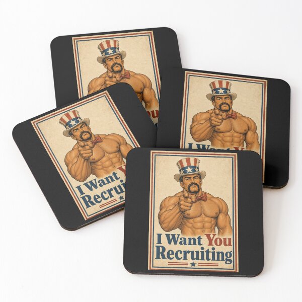 Item preview, I Want You Recruiting Funny Vintage Shirtless Daddy Poster designed and sold by BearLoveDesign.