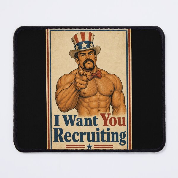 Item preview, I Want You Recruiting Funny Vintage Shirtless Daddy Poster designed and sold by BearLoveDesign.