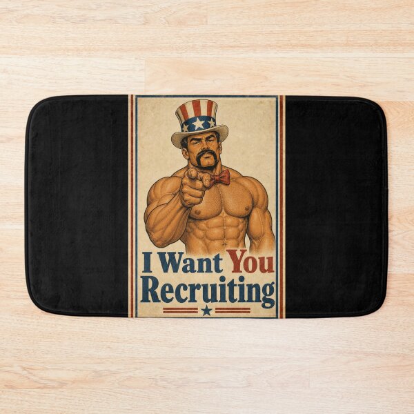 Item preview, I Want You Recruiting Funny Vintage Shirtless Daddy Poster designed and sold by BearLoveDesign.