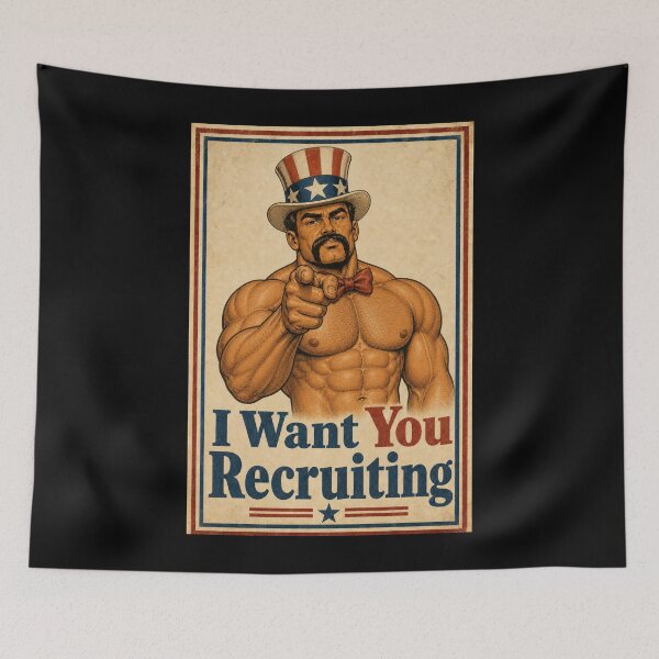 Item preview, I Want You Recruiting Funny Vintage Shirtless Daddy Poster designed and sold by BearLoveDesign.