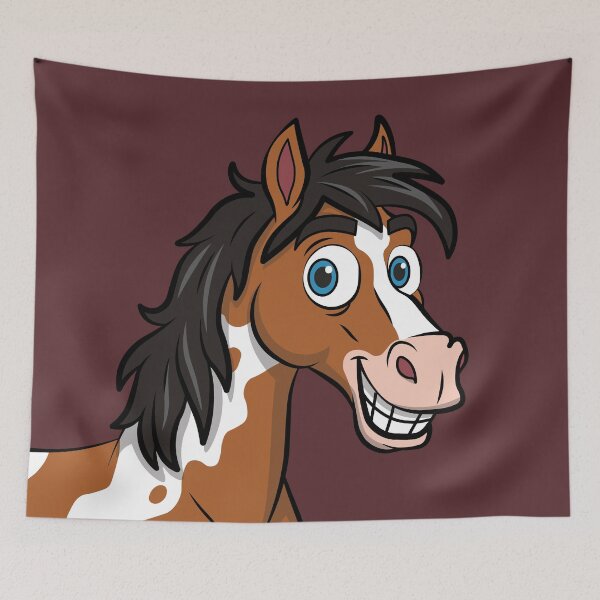 Item preview, A cartoon drawing of a smiling Abaco horse designed and sold by Cheval-de-coeur.
