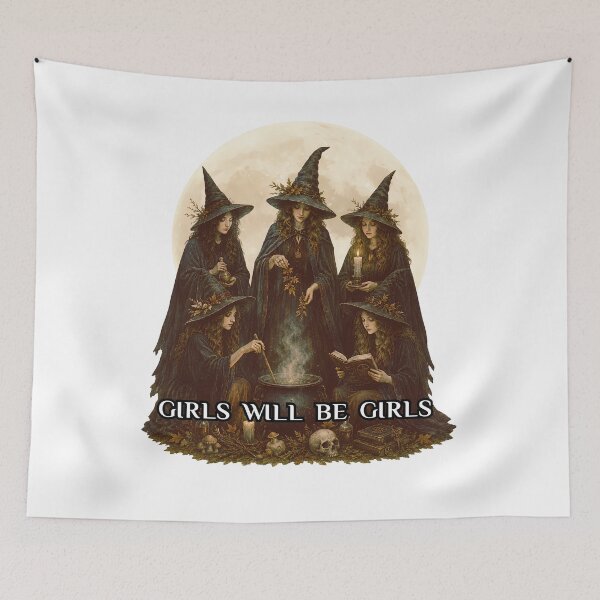 Item preview, Girls Will Be Girls Witch Coven Vintage Halloween Potion Making Design designed and sold by Neurospicy Trolls.