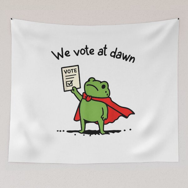 Item preview, We Vote At Dawn Frog Meme Election Humor Voting Civic Quote Gift designed and sold by LASTIQUE-dd.