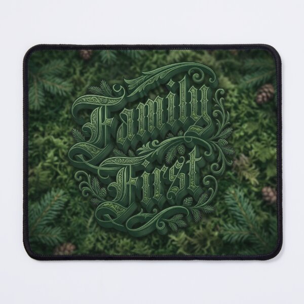 Item preview, Family First Pine Forest Botanical Typography Woodland Nature Evergreen Graphic Art designed and sold by MarCinu Art.