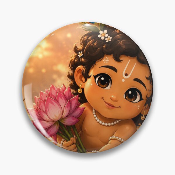 Item preview, Baby Krishna With Lotus Flower designed and sold by RedSwagStore.