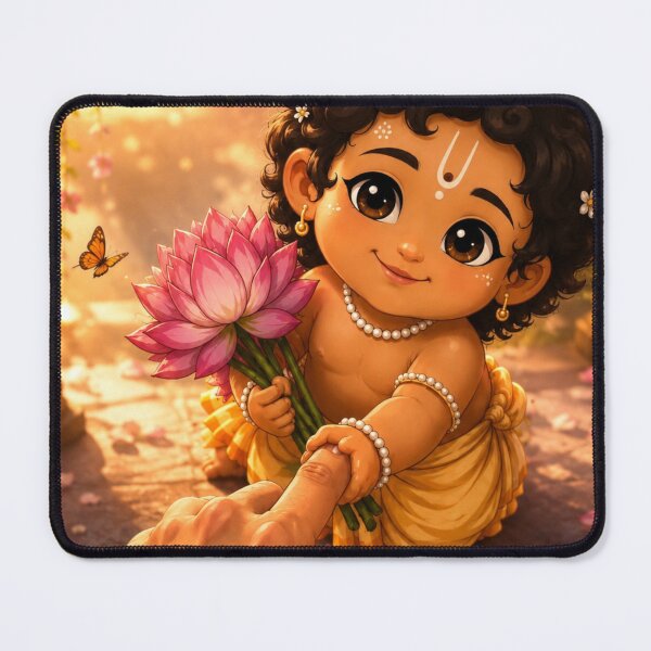 Item preview, Baby Krishna With Lotus Flower designed and sold by RedSwagStore.