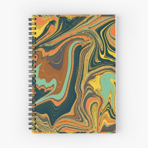 Item preview, Gilded Psychedelic Marble – Teal, Orange & Gold Fluid Abstract Journal designed and sold by GDArt Studio.