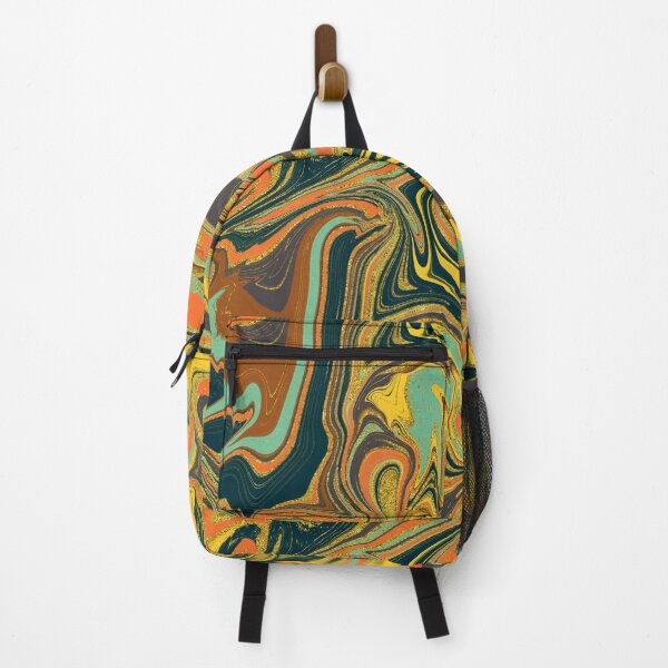 Item preview, Gilded Psychedelic Marble – Teal, Orange & Gold Fluid Abstract Journal designed and sold by GDArt Studio.