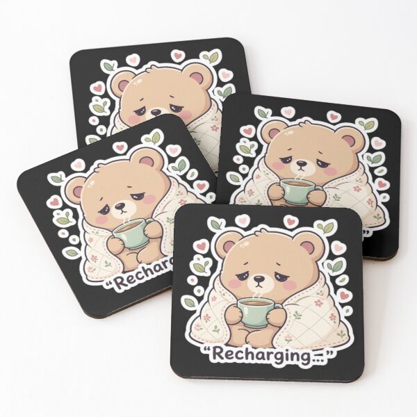 Item preview, Recharging - Cute Kawaii Bear with Tea Blanket Self Care Design designed and sold by Interactive-Art.