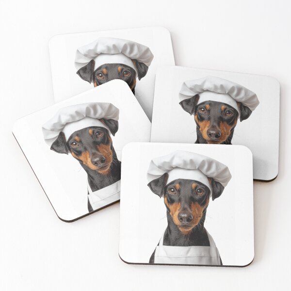 Item preview, German Pinscher Chef Dog Funny Cooking Apron Hat Cute Pet Portrait designed and sold by LazyOwlStore.
