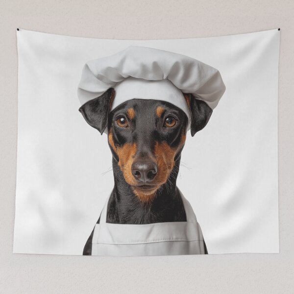 Item preview, German Pinscher Chef Dog Funny Cooking Apron Hat Cute Pet Portrait designed and sold by LazyOwlStore.