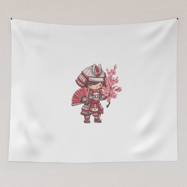 Item preview, Cute chibi samurai with fan designed and sold by cutemakerotart.