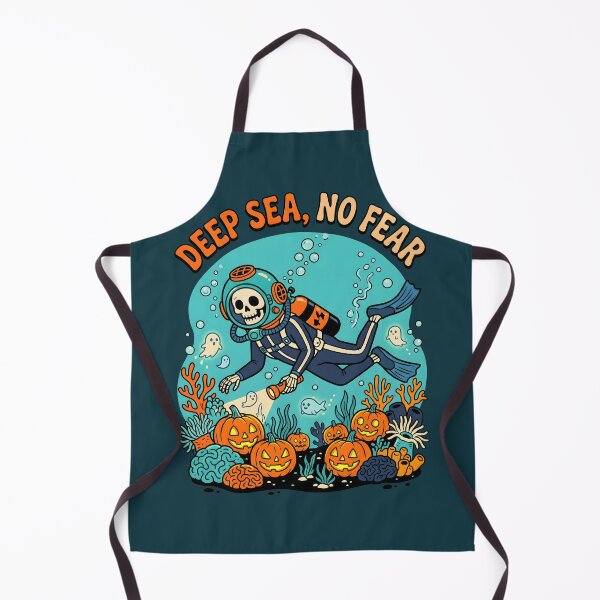 Item preview, "Deep Sea, No Fear" Skeleton Diver − Pumpkin Reef Halloween Ocean Design designed and sold by Sea Gem.