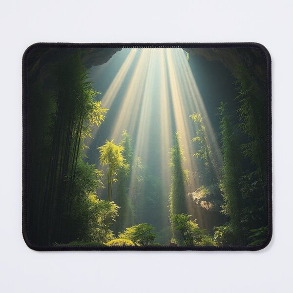 Item preview, Mystical Cave Sunbeams Forest Art designed and sold by IntelliMindDesigns.