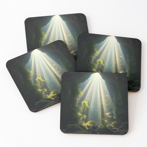 Item preview, Mystical Cave Sunbeams Forest Art designed and sold by IntelliMindDesigns.