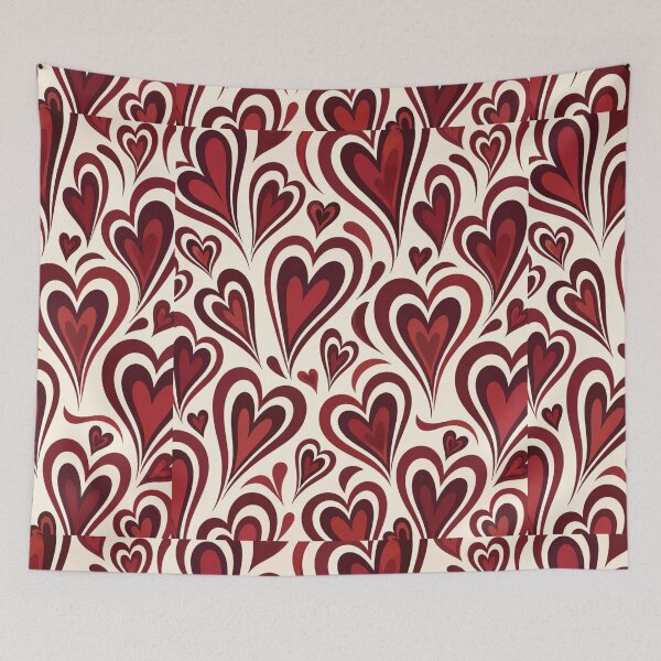 Item preview, Retro Swirl Crimson Red Hearts Valentine Pattern Graphic designed and sold by PACS0011.
