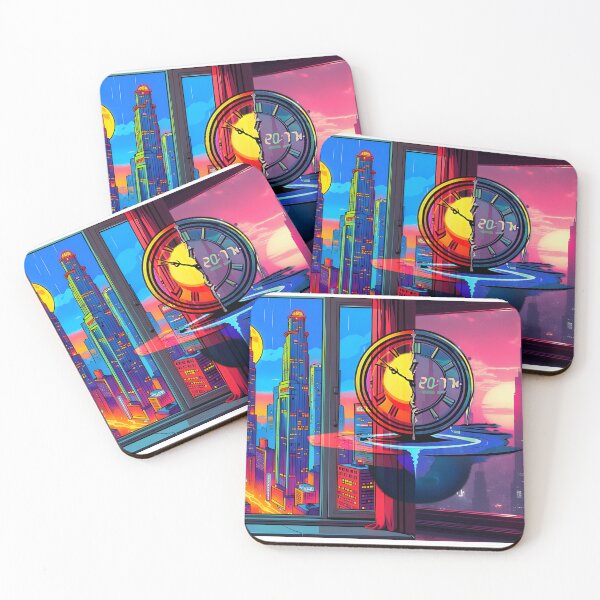 Item preview, Time Travel Cyberpunk Neon City View Pop Art designed and sold by Daniela`s shop.