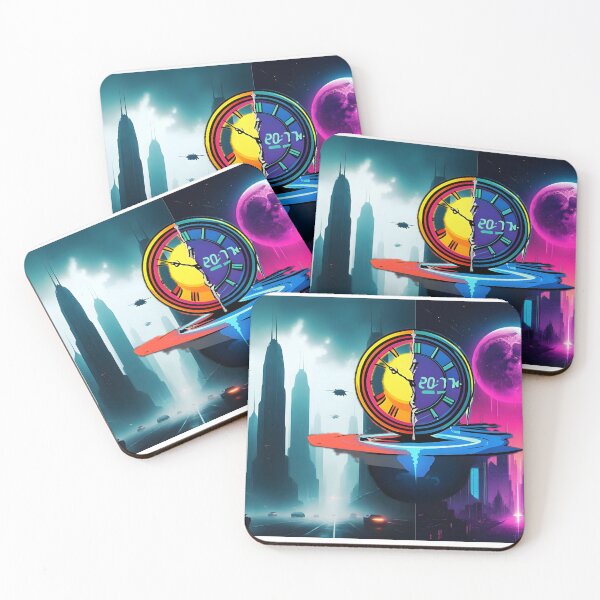 Item preview, Futuristic City Time Distortion - Synthwave Moon Eclipse designed and sold by Daniela`s shop.