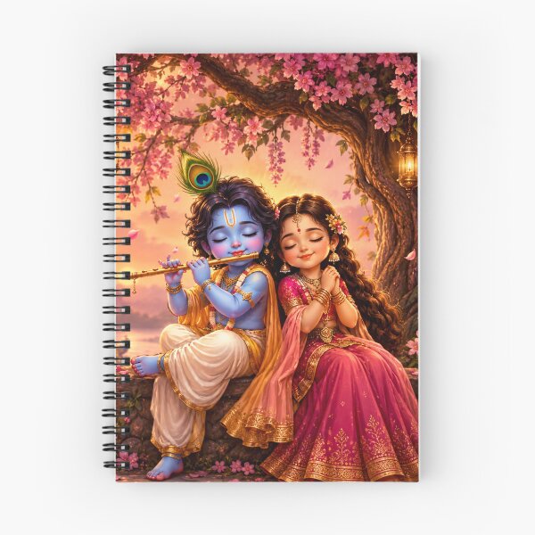 Item preview, Krishna Radha Love Under Cherry Blossoms Art designed and sold by RedSwagStore.